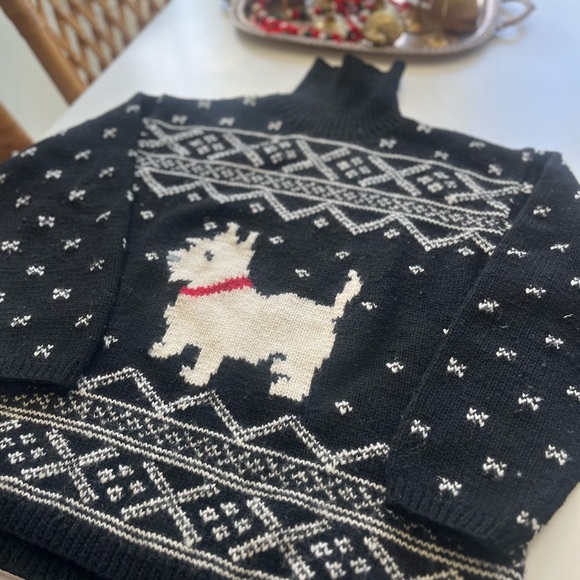 Ralph Lauren Black and Cream Dog Pattern Turtleneck Sweater - Picture 2 of 11